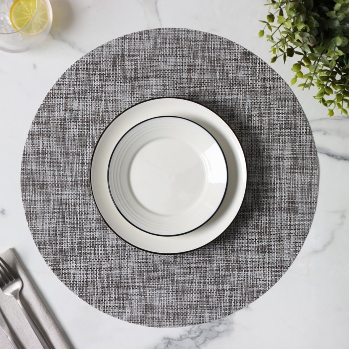 Салфетка сервировочная на стол Доляна &laquo;Ди&raquo;, d=38 см, цвет тёмно-серый