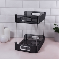 Органайзер для хранения, с ручками, 2 секции, 31 &times; 20 &times; 29 см, цвет чёрный/серебристый