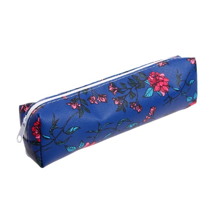 Пенал школьный на молнии "Цветы", МИКС