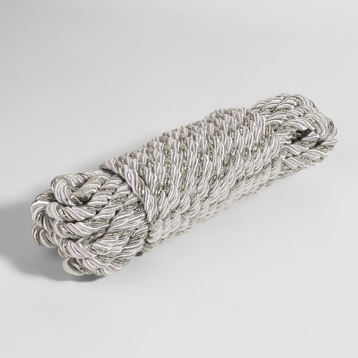 Шнур витой, d = 8 мм, 9 &plusmn; 1 м, цвет серебряный