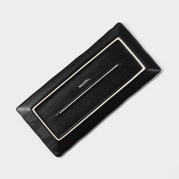 Блюдо фарфоровое для подачи Magistro Pietra lunare, 25&times;12 см, цвет чёрный