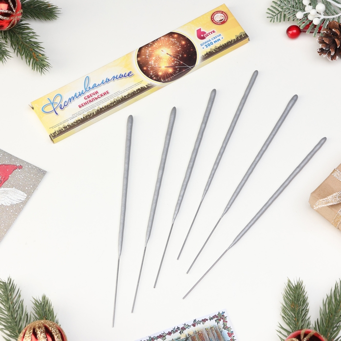 Бенгальские огни, 20 см, 6 штук, "Фестивальные"