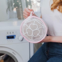 Мешок для стирки белья с диском Доляна, 15&times;15 см, мелкая сетка, цвет белый