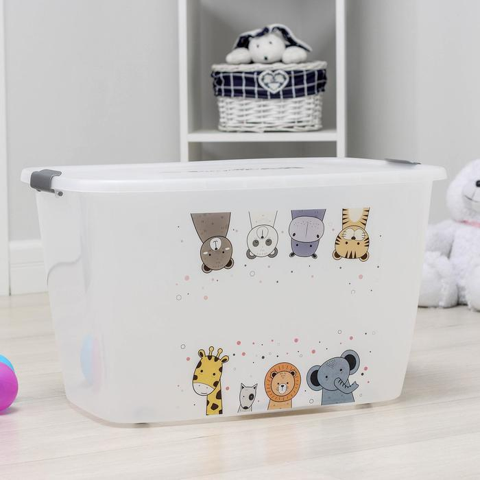 Мегабокс детский на колёсиках &laquo;Зверята&raquo;, 56 л, цвет МИКС