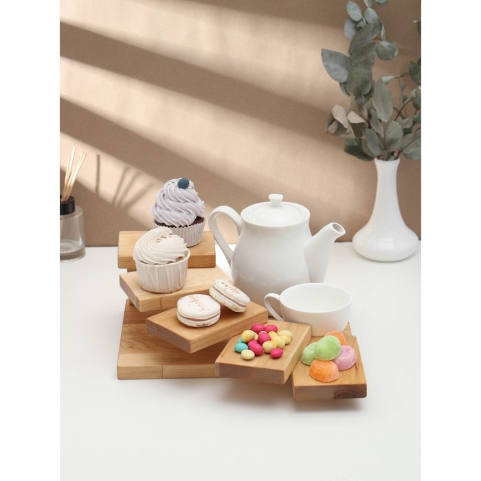 Доска для подачи с подиумами, этажерка 28&times;19.5&times;11см, берёза