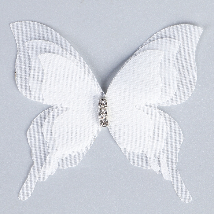 Декор для творчества &laquo;Бабочка&raquo;, трёхслойный, набор 12 шт., размер 1 шт. &mdash; 5 &times; 4,5 см, цвет белый