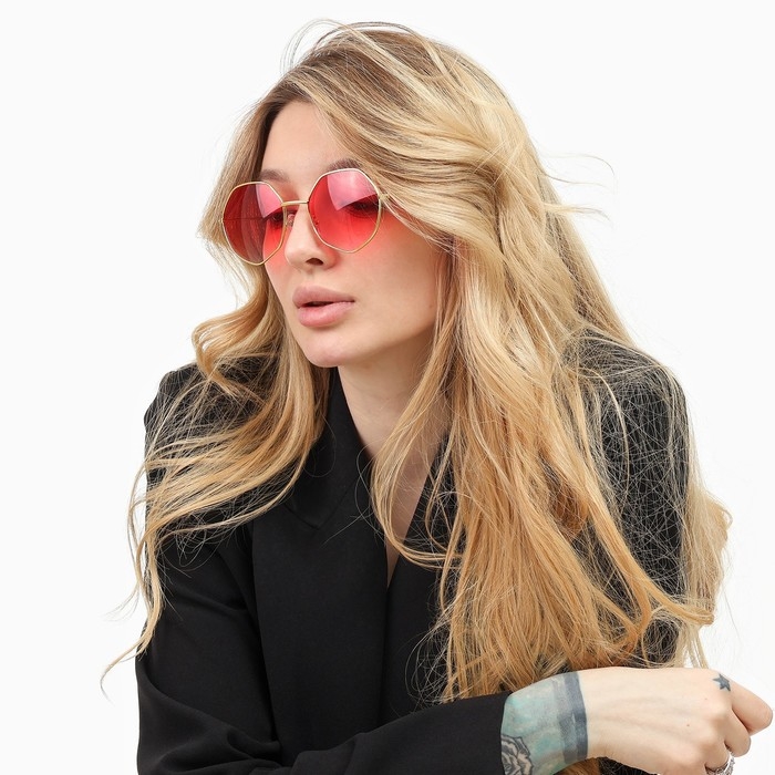 Очки солнцезащитные OneSun, футуристические, 6 х 13.5 см, розовые