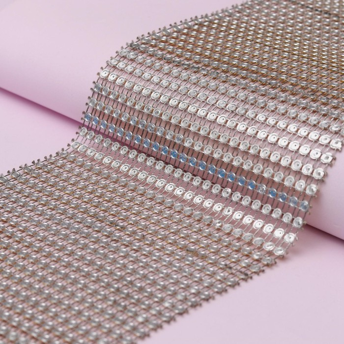 Лента с имитацией страз, 12 см, 9 &plusmn; 1 м, цвет золотой