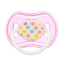 Пустышка ортодонтическая, с колпачком, от 3 мес., цвет розовый/фиолетовый