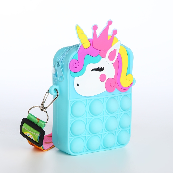 Сумка детская для девочки на молнии, &laquo;Выбражулька&raquo;, pop it, цвет голубой