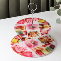 Этажёрка - фруктовница круглая Доляна &laquo;Сладости&raquo;, 2 яруса, d=25/20 см, стекло, цвет розовый