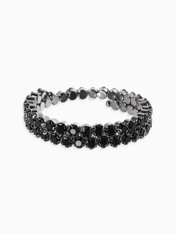 Браслет-пружинка со стразами, цвет чёрный