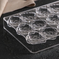 Форма для конфет и шоколада KONFINETTA &laquo;Листочки&raquo;, 27,5&times;13,5&times;2,5 см, 21 ячейка 4&times;3&times;0,8 см, цвет прозрачный