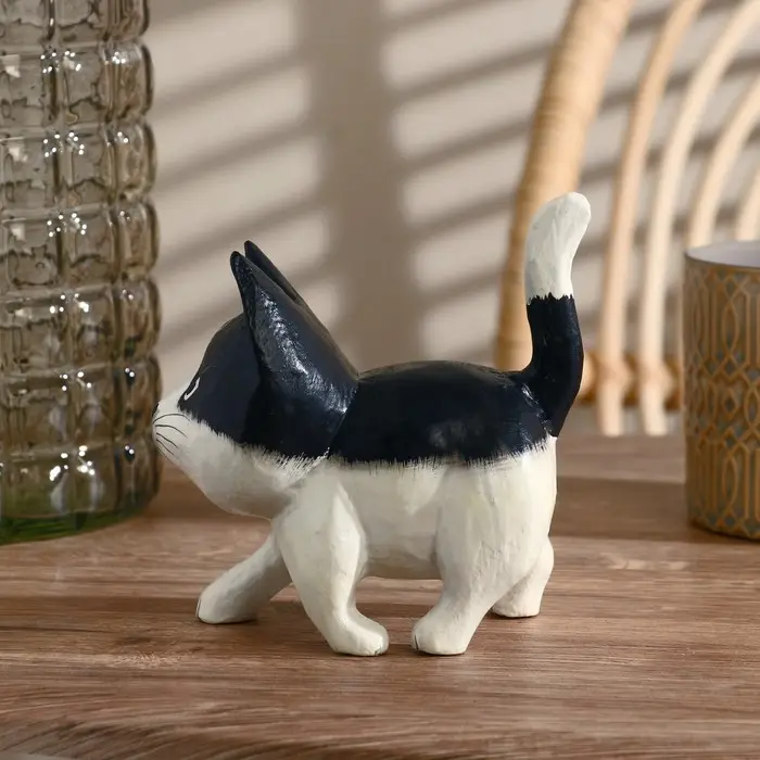 Сувенир &laquo;Котик&raquo;, 7&times;11&times;12 см, дерево, чёрный, белый