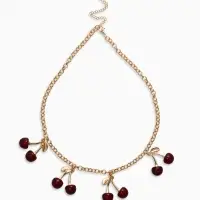 Цепь с подвесками "Вишня", 40+удл, цвет бордовый в золоте