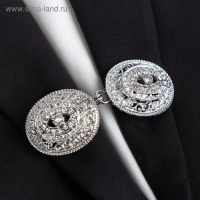 Зажим для кардигана &laquo;Эллипс&raquo;, цвет белый в серебре