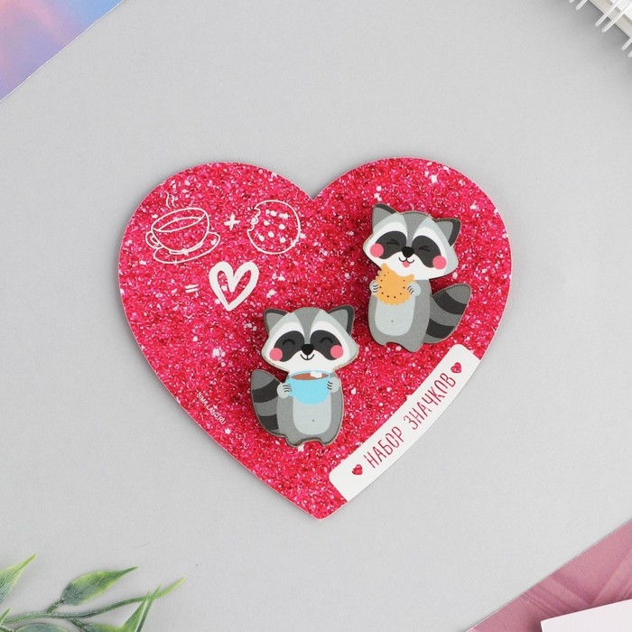 Набор парных значков &laquo;Енотики&raquo;, 2 шт., 9,5 х 8,7 см