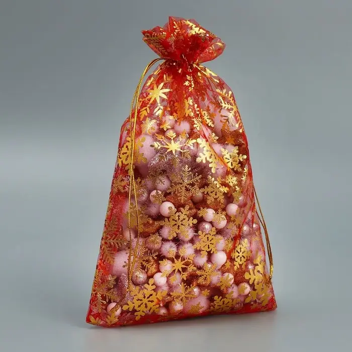 Мешочек подарочный органза &laquo;С Новым Годом!&raquo;, 16 х 24 см +/- 1.5 см