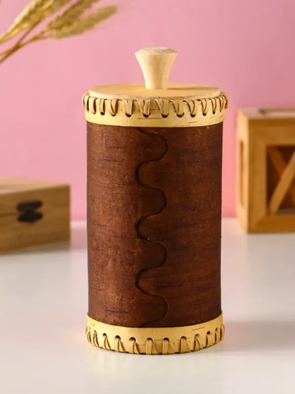 Туес "Россия", D8,5смхH(с хватком)17см, береста