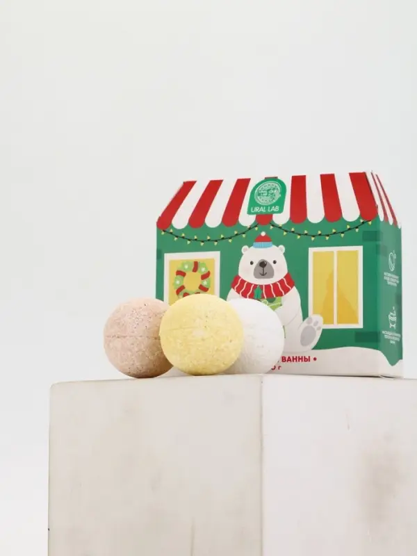Бомбочки для ванны в домике &laquo;Медведь&raquo;, набор 6 шт х 40 г, URAL LAB
