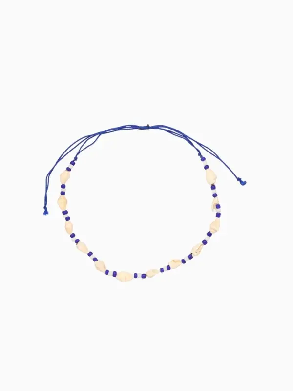 Браслет на ногу, анклет, длина 20 см, белый, синий