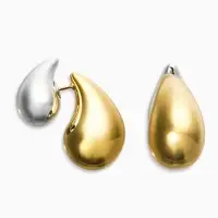 Серьги "Капли Бо" двойные, цвет серебристо-золотой