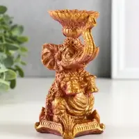 Подсвечник "Слон" высота 12 см, бордо с позолотой