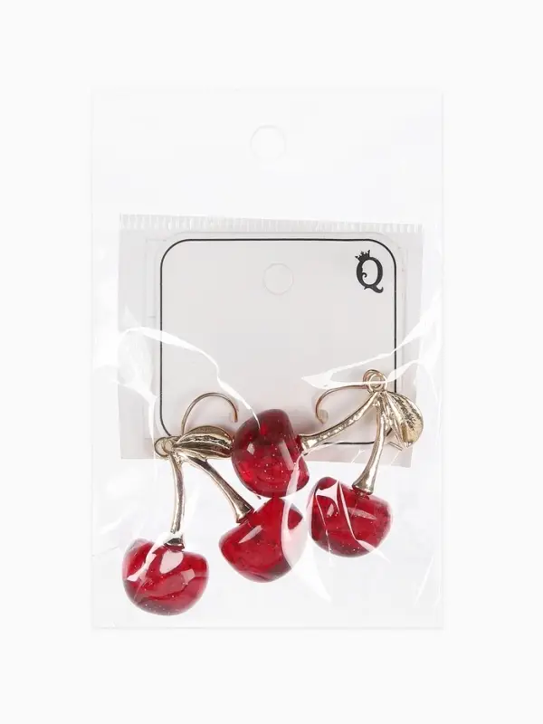 Серьги "Вишенка" блёстка, цвет бордовый в золоте