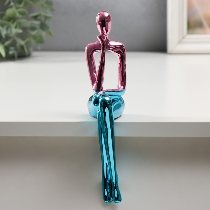 Сувенир полистоун "Задумчивый человек" розово-голубой 5х8.5х21 см