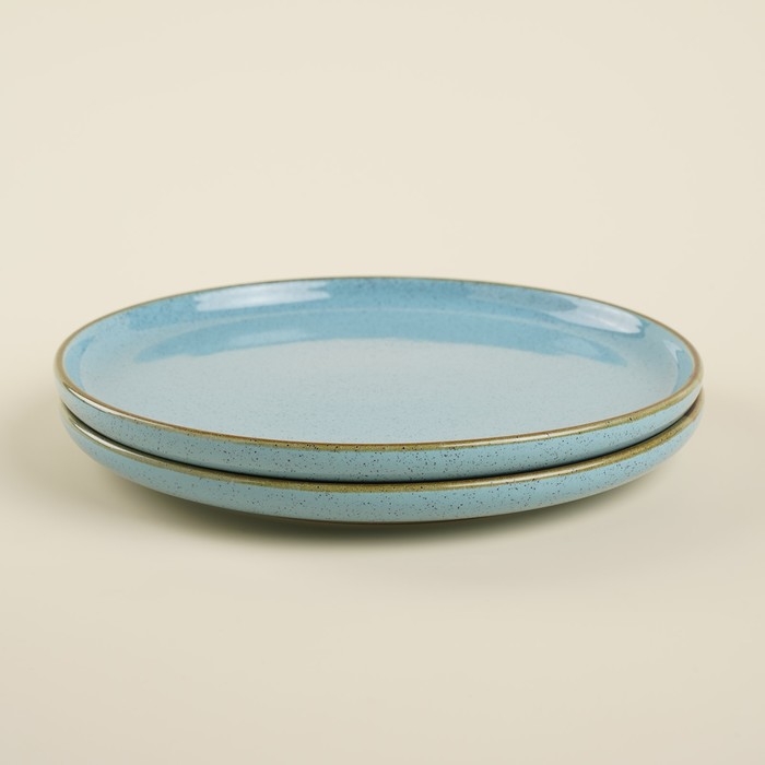 Набор тарелок фарфоровых SL Home &laquo;Аззура&raquo;, d=18 см, цвет бирюзовый