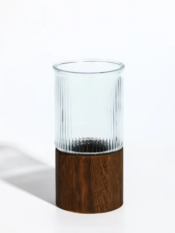 Ваза стекло настольная "Лесли" линии, 20х10 см, прозрачный