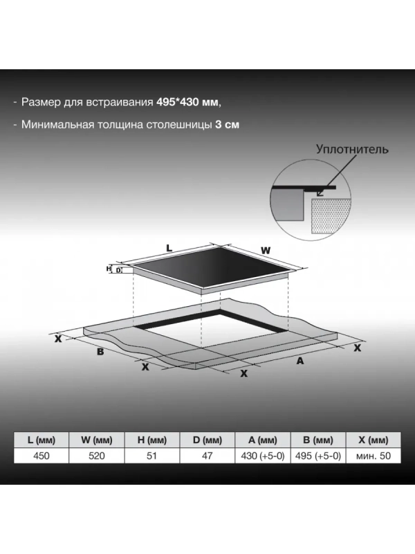 Варочная поверхность HHE 4554 BG черный