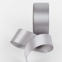 Лента атласная двухсторонняя №837 38мм*25&plusmn;1м серебряный TR