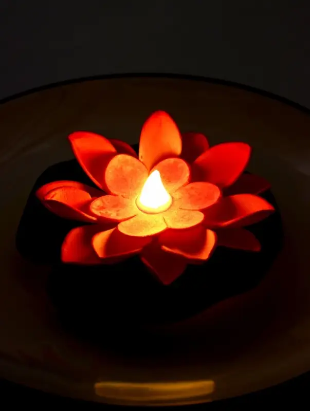 Садовый светильник для водоемов 10 х 13 х 15 см, на батарейке "Лотос" розовый СК-002