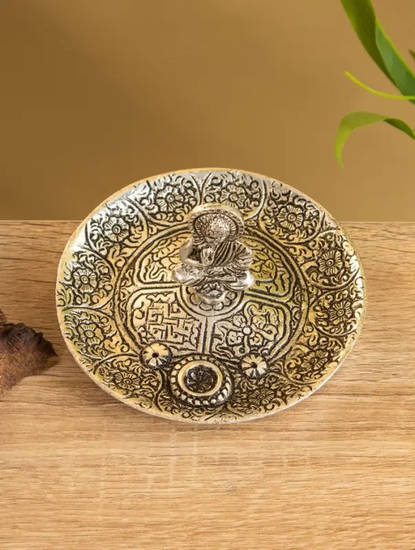 Подставка под благовония "Будда в позе лотоса" алюминий 11х11х7 см