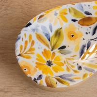 Подставка под ложку &laquo;Желтые и синие цветы&raquo;, 25.5&times;9&times;3.8 см, дерево манго