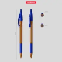 Ручка шариковая автоматическая ErichKrause R-301 Matic&Grip Amber, узел 0.7 мм, чернила синие, резиновый держатель, длина линии письма 2000 метров