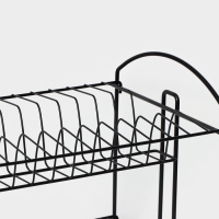 Сушилка для посуды с поддоном 2-х ярусная, разборная, 39,5&times;24&times;29,5 см, цвет черный