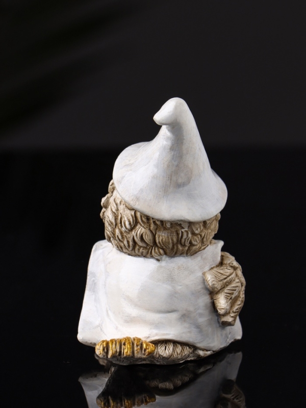 Фигура "Сова на метле" 10х7х6 см, бежевый