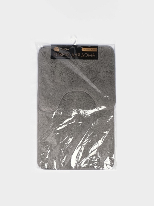 Набор ковриков для ванной "Анси" из микрофибры Доляна 40х50 и 50х80 см, серый