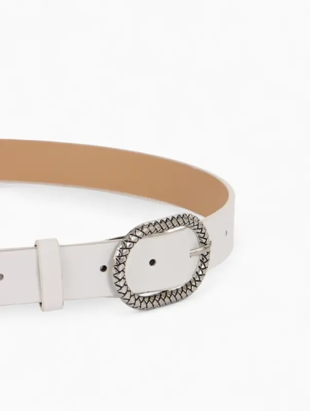 Ремень жен 05-01-02-01, Июнь2511, 2,9*0,3*110 см, винт, пряж металл, 1 прокол, белый