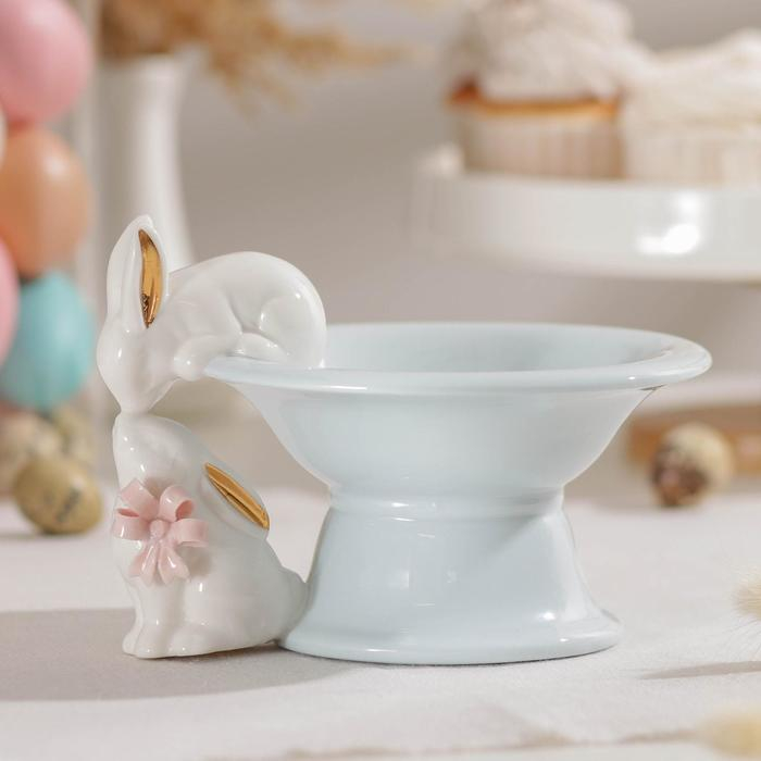 Конфетница керамическая &laquo;Зайка&raquo;, 150 мл, 18&times;15,5&times;12 см, цвет голубой