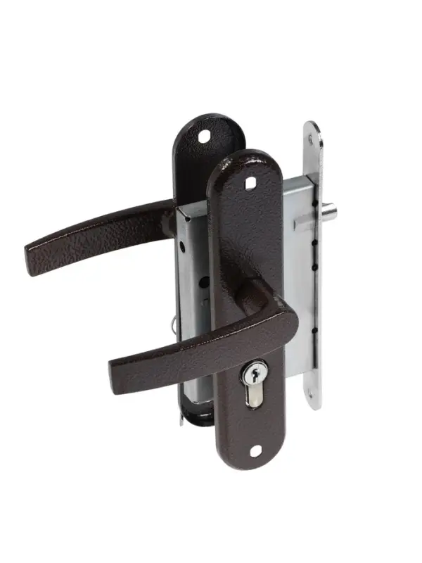 Замок врезной LOCKLAND RD005, с ручкой, B/S 55 мм, 4 ключа, цвет коричневый