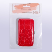 Набор маникюрный &laquo;Крокодил&raquo;, 6 предметов, в футляре, цвет красный