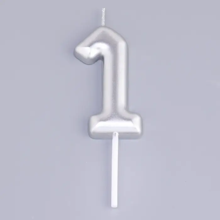 Свеча в торт &laquo;Европейская&raquo;, цифра 1, 6 см, серебро