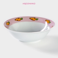 Тарелка керамическая глубокая Доляна &laquo;Лапочка зайка&raquo;, 400 мл, d=15 см, цвет белый