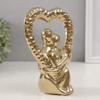 Сувенир керамика "Абстракция. Влюблённые с сердцем" золото 13х7х18,5 см