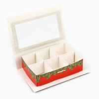 Коробка под 6 конфет с ячейками &laquo;Новогодние атрибуты&raquo; 14.8 х 9.5 х 3.5 см, Новый год