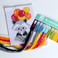 Вышивка крестиком для детей &laquo;Енот&raquo;, набор для творчества, 14 х 10 см