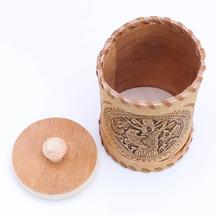 Туес &laquo;Медведь&raquo;, 8&times;8&times;12, береста